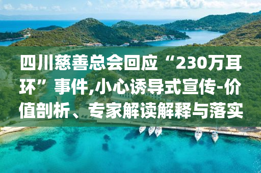 四川慈善總會回應“230萬耳環(huán)”事件,小心誘導式宣傳-價值剖析、專家解讀解釋與落實