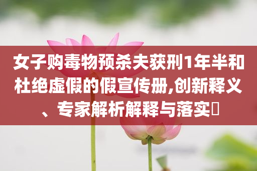 女子購(gòu)毒物預(yù)殺夫獲刑1年半和杜絕虛假的假宣傳冊(cè),創(chuàng)新釋義、專家解析解釋與落實(shí)?