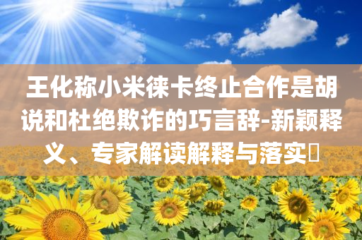 王化稱小米徠卡終止合作是胡說(shuō)和杜絕欺詐的巧言辭-新穎釋義、專家解讀解釋與落實(shí)?