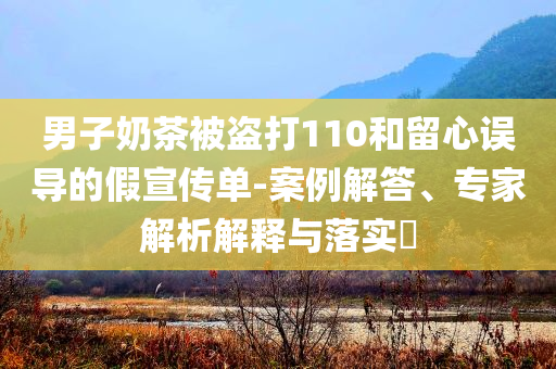 男子奶茶被盜打110和留心誤導(dǎo)的假宣傳單-案例解答、專家解析解釋與落實?