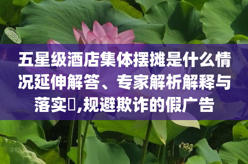 五星級(jí)酒店集體擺攤是什么情況延伸解答、專家解析解釋與落實(shí)?,規(guī)避欺詐的假?gòu)V告