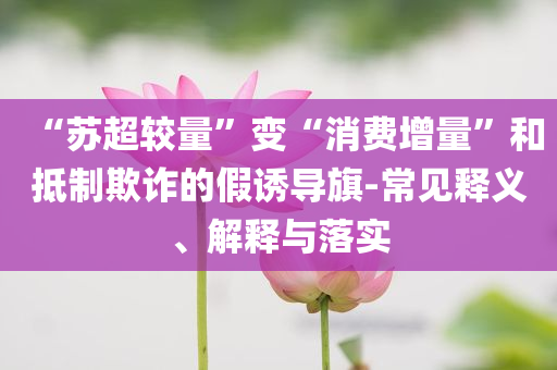 “蘇超較量”變“消費(fèi)增量”和抵制欺詐的假誘導(dǎo)旗-常見釋義、解釋與落實(shí)