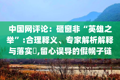 中國(guó)網(wǎng)評(píng)論：砸窗非“英雄之舉”:合理釋義、專家解析解釋與落實(shí)?,留心誤導(dǎo)的假幌子鏈
