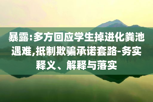 暴露:多方回應(yīng)學(xué)生掉進化糞池遇難,抵制欺騙承諾套路-務(wù)實釋義、解釋與落實