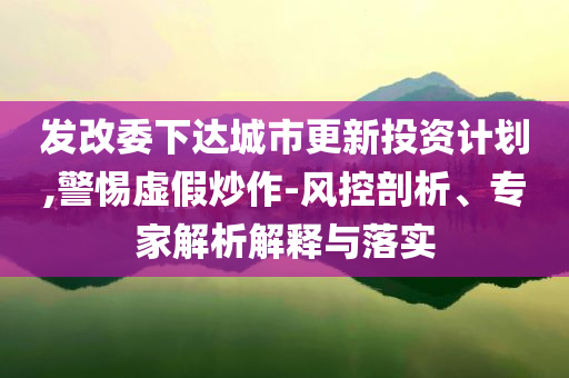 發(fā)改委下達(dá)城市更新投資計(jì)劃,警惕虛假炒作-風(fēng)控剖析、專家解析解釋與落實(shí)
