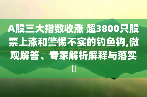 A股三大指數(shù)收漲 超3800只股票上漲和警惕不實的釣魚鉤,微觀解答、專家解析解釋與落實?