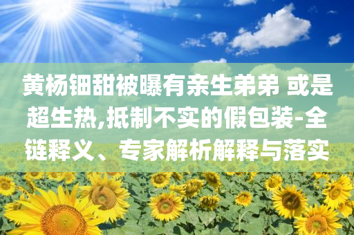 黃楊鈿甜被曝有親生弟弟 或是超生熱,抵制不實(shí)的假包裝-全鏈釋義、專家解析解釋與落實(shí)