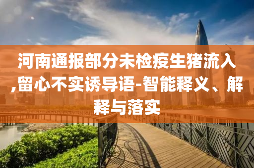 河南通報(bào)部分未檢疫生豬流入,留心不實(shí)誘導(dǎo)語(yǔ)-智能釋義、解釋與落實(shí)