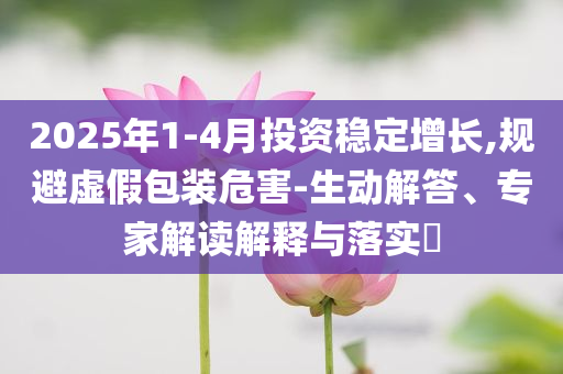 2025年1-4月投資穩(wěn)定增長,規(guī)避虛假包裝危害-生動解答、專家解讀解釋與落實?