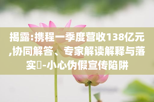 揭露:攜程一季度營(yíng)收138億元,協(xié)同解答、專家解讀解釋與落實(shí)?-小心偽假宣傳陷阱