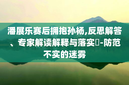 潘展樂賽后擁抱孫楊,反思解答、專家解讀解釋與落實?-防范不實的迷霧