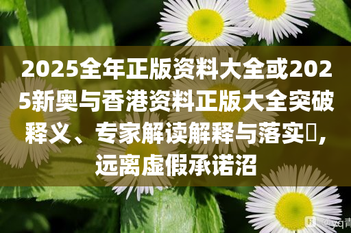 2025全年正版資料大全或2025新奧與香港資料正版大全突破釋義、專家解讀解釋與落實?,遠離虛假承諾沼