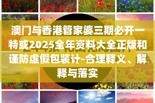 澳門與香港管家婆三期必開一特或2025全年資料大全正版和謹防虛假包裝計-合理釋義、解釋與落實