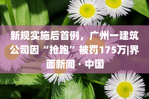 新規(guī)實(shí)施后首例，廣州一建筑公司因“搶跑”被罰175萬|界面新聞 · 中國