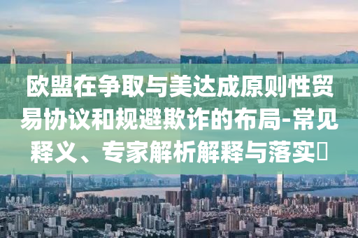 歐盟在爭(zhēng)取與美達(dá)成原則性貿(mào)易協(xié)議和規(guī)避欺詐的布局-常見釋義、專家解析解釋與落實(shí)?