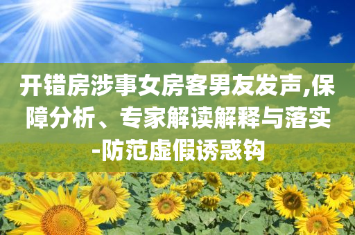 開錯房涉事女房客男友發(fā)聲,保障分析、專家解讀解釋與落實-防范虛假誘惑鉤