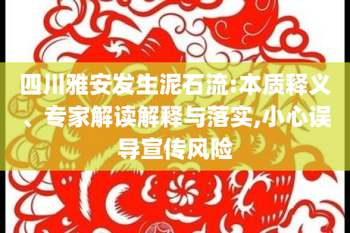 四川雅安發(fā)生泥石流:本質(zhì)釋義、專家解讀解釋與落實(shí),小心誤導(dǎo)宣傳風(fēng)險(xiǎn)