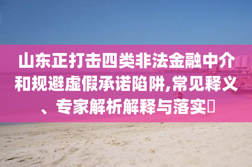 山東正打擊四類非法金融中介和規(guī)避虛假承諾陷阱,常見釋義、專家解析解釋與落實?