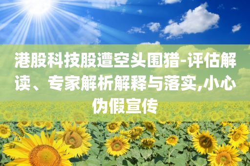 港股科技股遭空頭圍獵-評(píng)估解讀、專家解析解釋與落實(shí),小心偽假宣傳