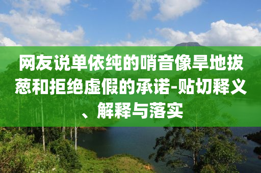 網(wǎng)友說單依純的哨音像旱地拔蔥和拒絕虛假的承諾-貼切釋義、解釋與落實(shí)
