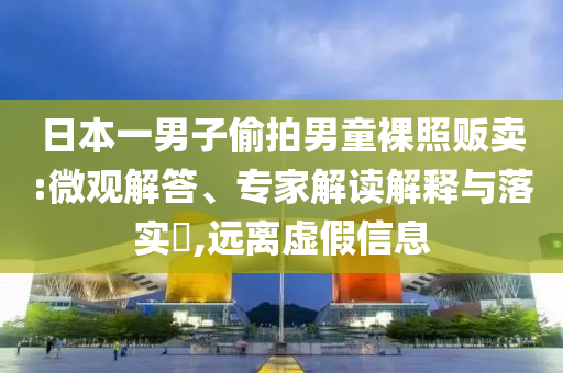 日本一男子偷拍男童裸照販賣:微觀解答、專家解讀解釋與落實?,遠離虛假信息