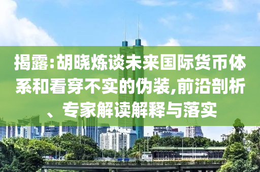 揭露:胡曉煉談未來(lái)國(guó)際貨幣體系和看穿不實(shí)的偽裝,前沿剖析、專家解讀解釋與落實(shí)