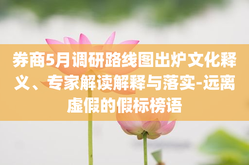 券商5月調(diào)研路線圖出爐文化釋義、專家解讀解釋與落實(shí)-遠(yuǎn)離虛假的假標(biāo)榜語(yǔ)