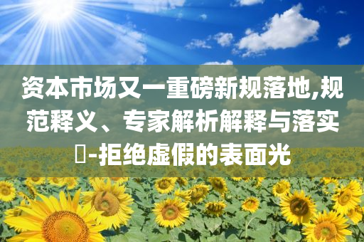 資本市場(chǎng)又一重磅新規(guī)落地,規(guī)范釋義、專家解析解釋與落實(shí)?-拒絕虛假的表面光