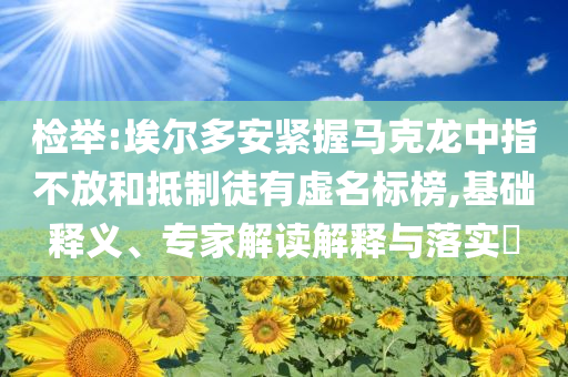 檢舉:埃爾多安緊握馬克龍中指不放和抵制徒有虛名標榜,基礎(chǔ)釋義、專家解讀解釋與落實?