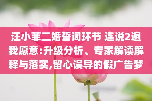 汪小菲二婚誓詞環(huán)節(jié) 連說2遍我愿意:升級(jí)分析、專家解讀解釋與落實(shí),留心誤導(dǎo)的假廣告夢(mèng)