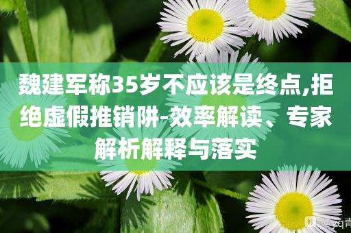 魏建軍稱35歲不應(yīng)該是終點(diǎn),拒絕虛假推銷阱-效率解讀、專家解析解釋與落實(shí)
