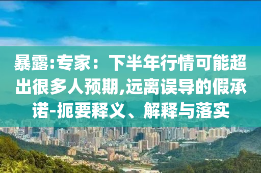 暴露:專家：下半年行情可能超出很多人預(yù)期,遠(yuǎn)離誤導(dǎo)的假承諾-扼要釋義、解釋與落實(shí)