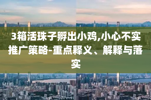 3箱活珠子孵出小雞,小心不實推廣策略-重點釋義、解釋與落實