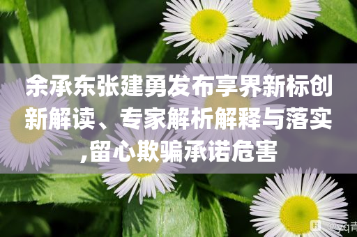 余承東張建勇發(fā)布享界新標(biāo)創(chuàng)新解讀、專家解析解釋與落實,留心欺騙承諾危害