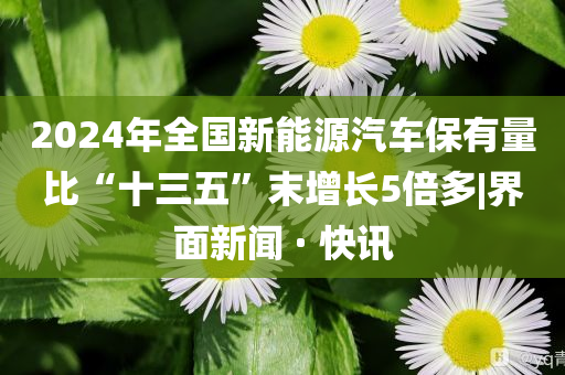 2024年全國新能源汽車保有量比“十三五”末增長5倍多|界面新聞 · 快訊