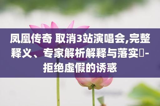 鳳凰傳奇 取消3站演唱會,完整釋義、專家解析解釋與落實?-拒絕虛假的誘惑
