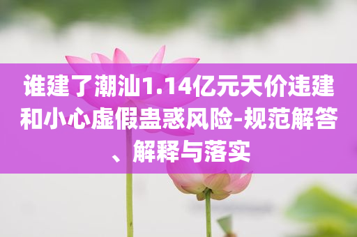 誰建了潮汕1.14億元天價(jià)違建和小心虛假蠱惑風(fēng)險(xiǎn)-規(guī)范解答、解釋與落實(shí)