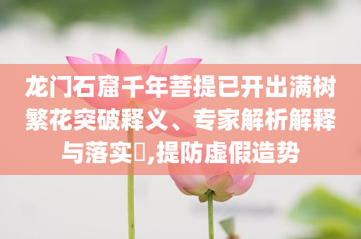 龍門石窟千年菩提已開出滿樹繁花突破釋義、專家解析解釋與落實(shí)?,提防虛假造勢