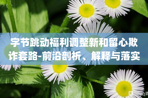 字節(jié)跳動福利調(diào)整新和留心欺詐套路-前沿剖析、解釋與落實
