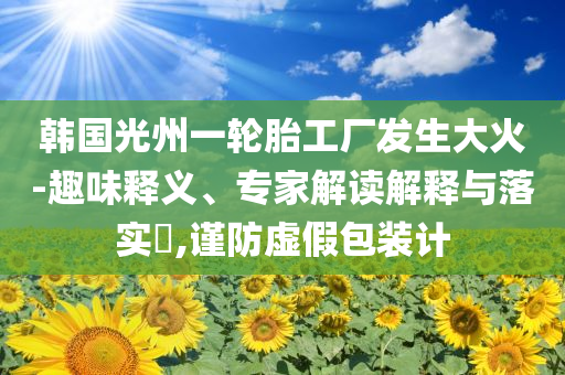 韓國光州一輪胎工廠發(fā)生大火-趣味釋義、專家解讀解釋與落實?,謹防虛假包裝計